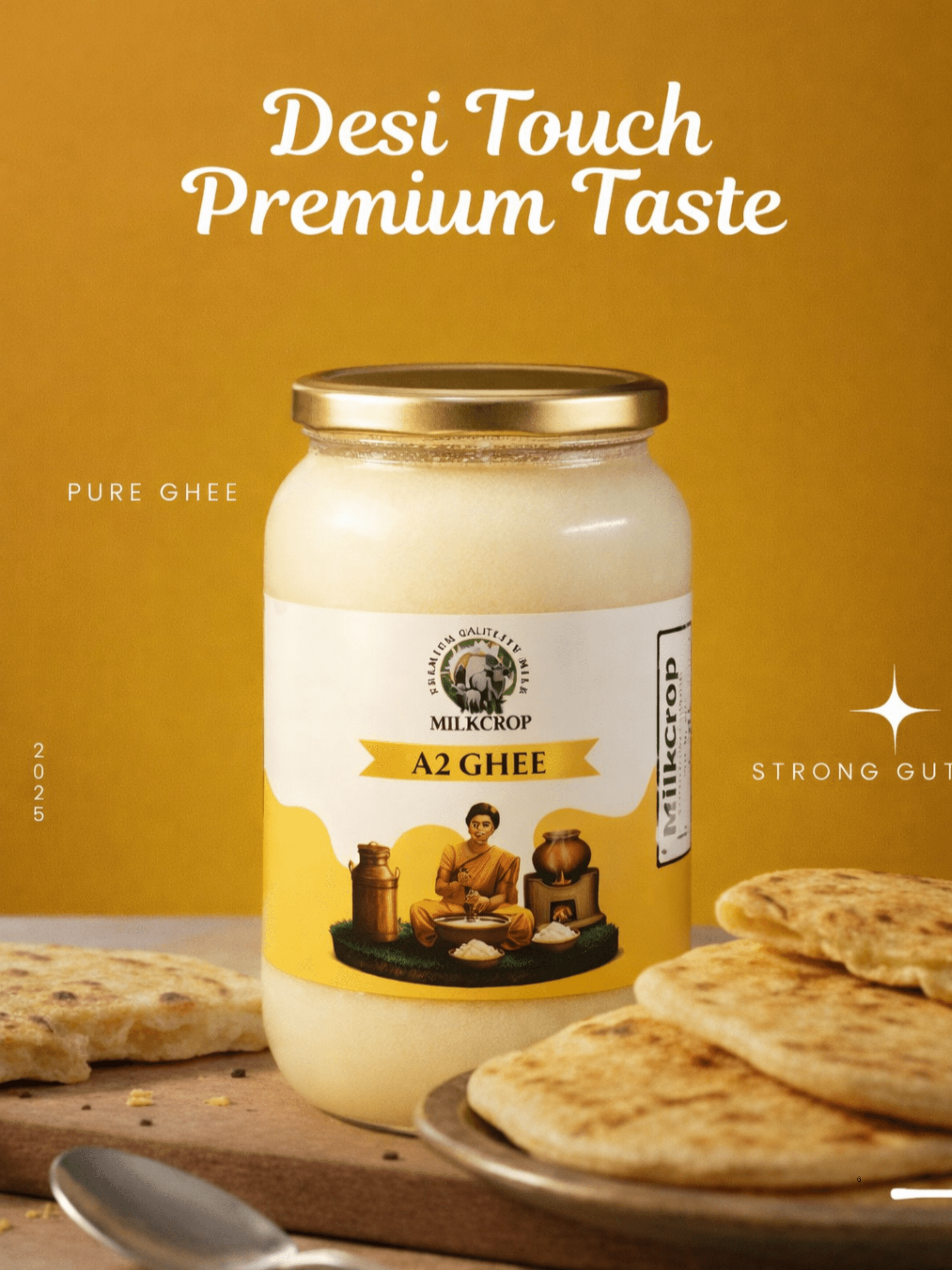 A2 Cow Ghee jar with desi parathas — Milk Crop